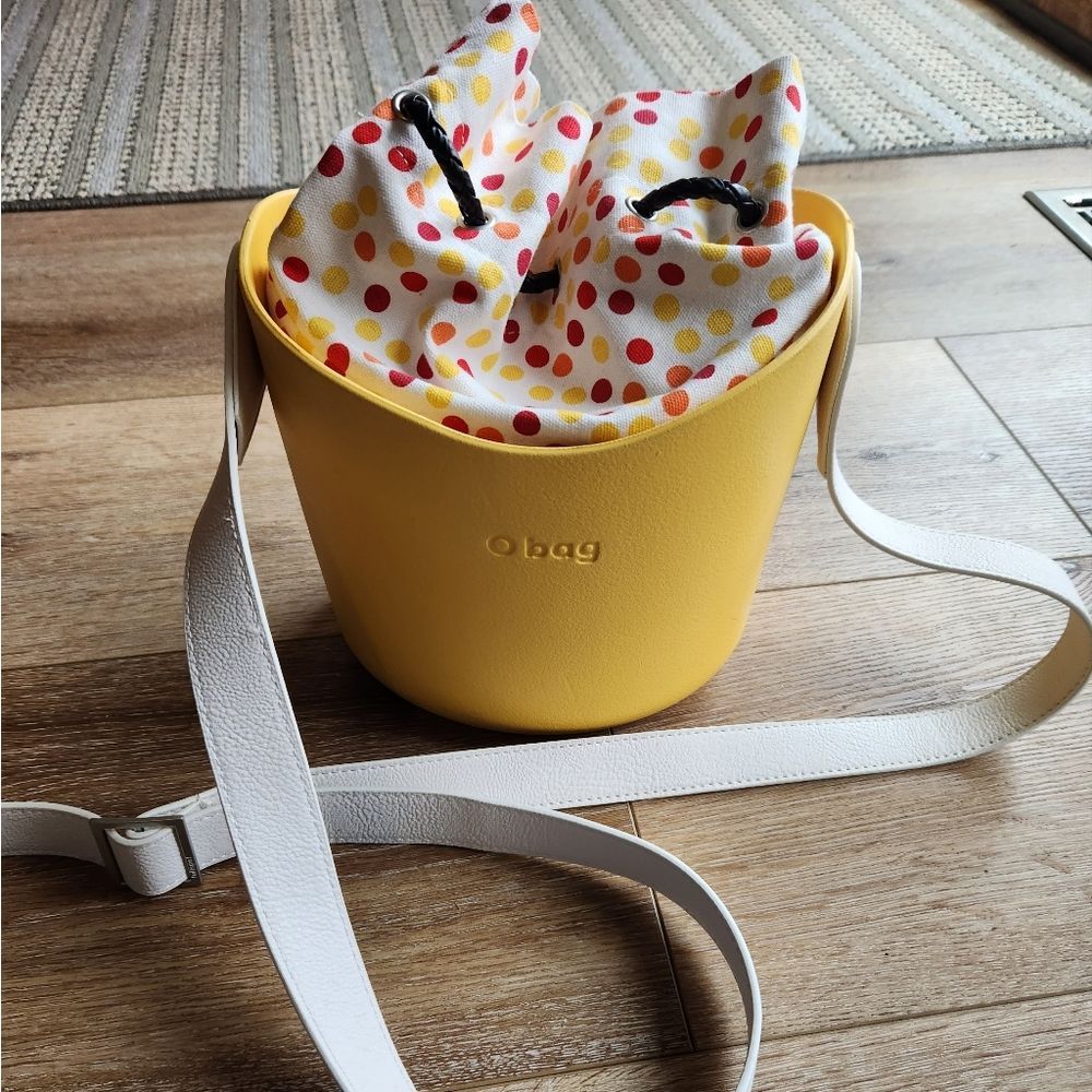 O BAG ITALY RARE Fullspot Compound Basket Bucket Tote Crossbody Bag Yellow